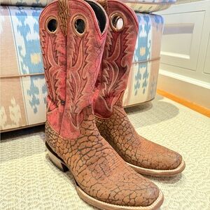 Brown and Red Western Cowboy Boots